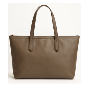Fossil Rachel Taupe Leather Large Tote Bag Zip Top Shoulder Work Laptop Purse